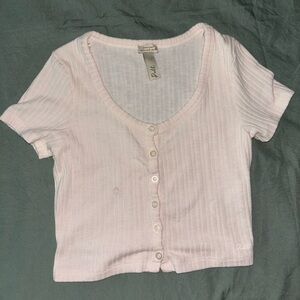 White button up crop top